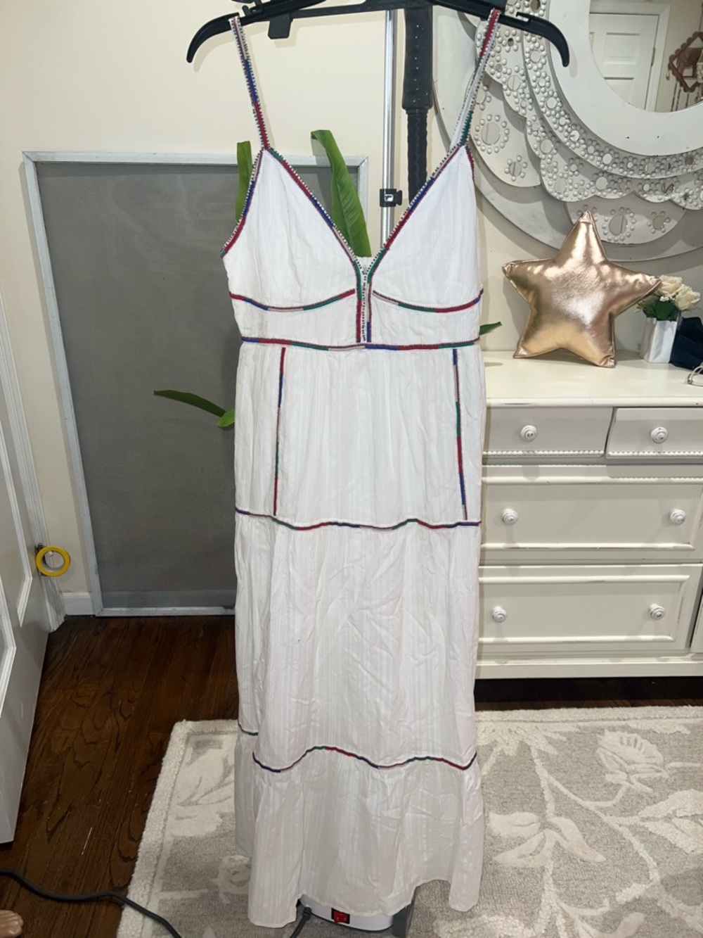 Caroline Constas Dress🌷💋💄Maxi with Colorful Trim